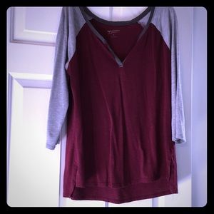 Maroon and Gray Baseball Tee